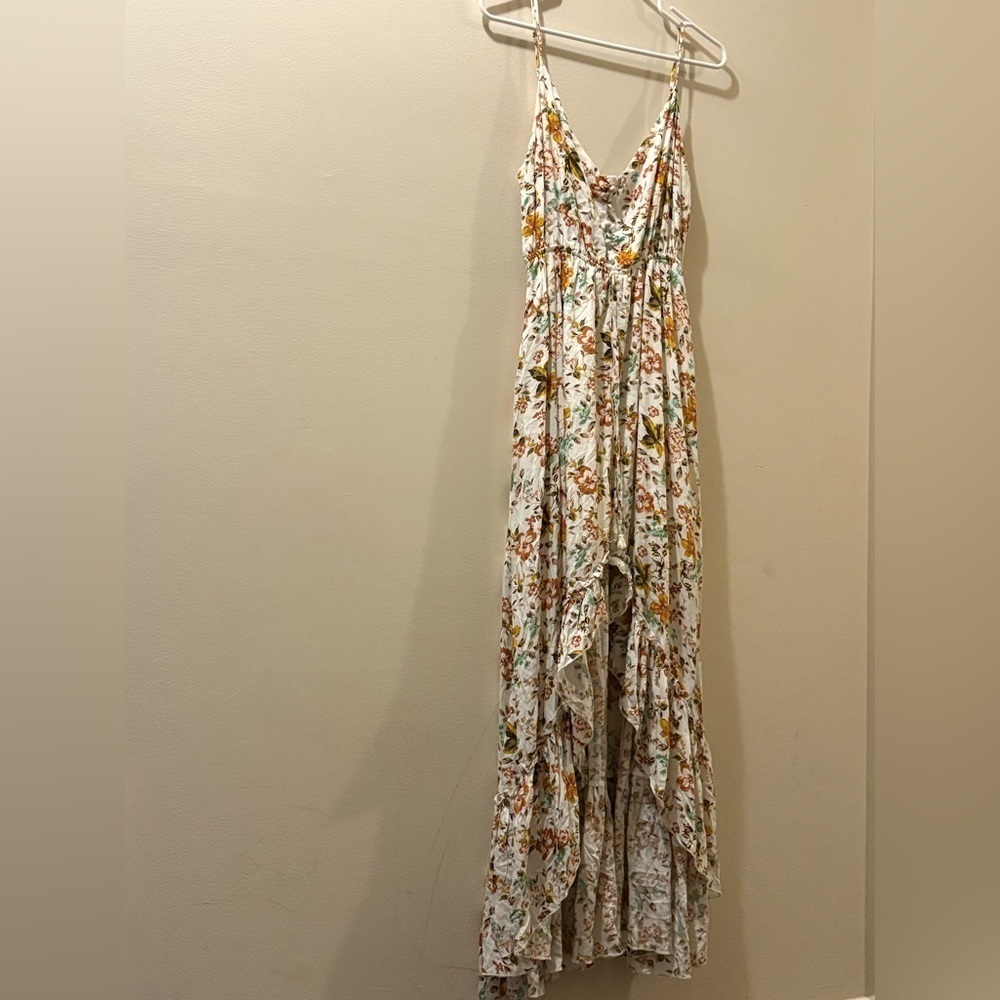 Petal & Pup Floral Maxi Dress - size 8 - spaghetti straps - hi/low hem